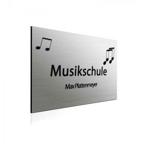 Musterschild Alu Verbund Silber Musikschule