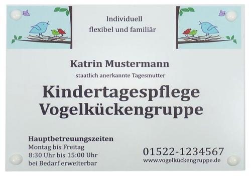 Werbeschild Alu Dibond Weiß für Kindergarten