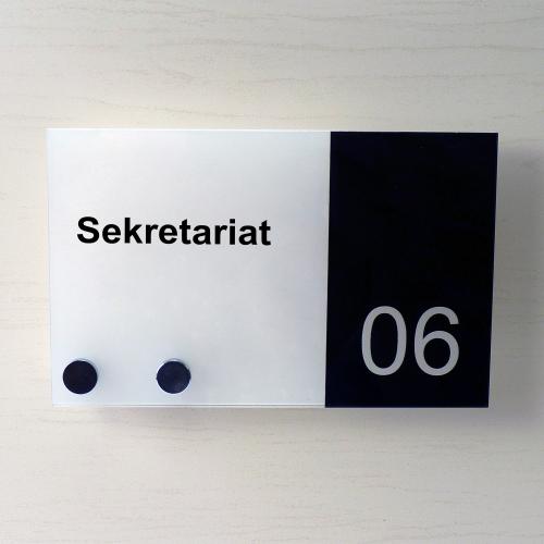 Bürotürschild Sekretariat Satiniert Weiß Front