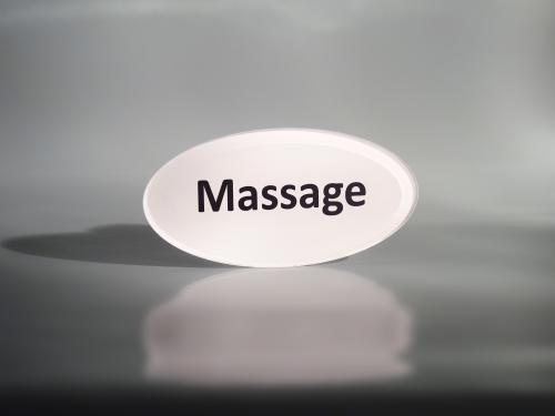 Praxisschild Acrylglas "Massage" 70 x 140 mm Oval
