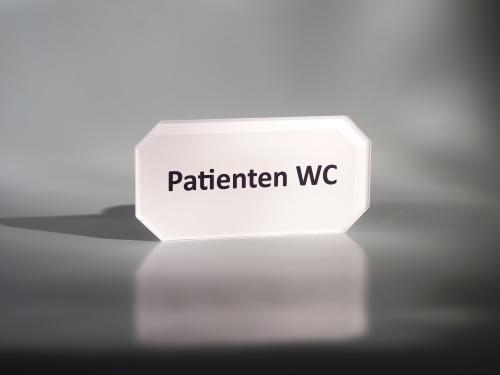 Praxisschild Acrylglas "Patienten WC" 70 x 140 mm Achteck