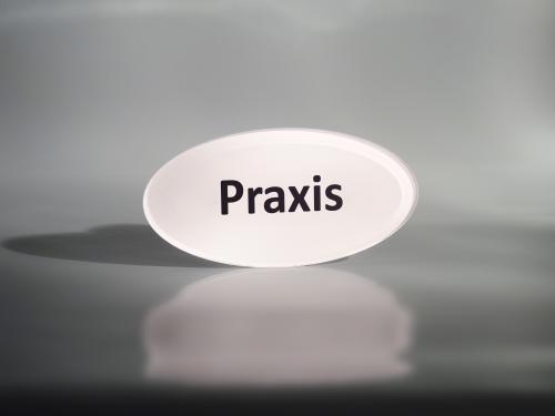 Praxisschild Acrylglas "Praxis" 70 x 140 mm Oval
