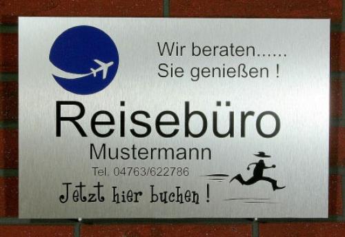 Alu Verbund Edelstahl Schild "Reisebüro"